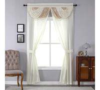 Regal Home Collections Amore 5-Piece Window Curtain Set - 54-Inch W x95-Inch L Panels with Attached Valance and 2 Tiebacks - Bedroom and Living Room Curtains (Beige)