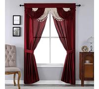 Regal Home Collections Amore Curtains 5-Piece Window Curtain Set - 54-Inch W x 84-Inch L Panels with Attached Valance and 2 Tiebacks - Bedroom Curtains and Living Room Curtains (Brick)