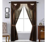 Regal Home Collections Window Curtain Set, Polyester, Brown, 54" W x 84" L (Pack of 5)