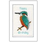 Regal Kingfisher - Happy Birthday, Greeting A6 Card - 14 Count Cross Stitch Kit