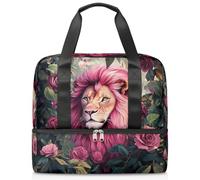 Regal Lion Forest Rose Sports Tote Gym Bag for Women Men, Travel Duffel Bag with Shoe Compartment Large Capacity Workout Overnight Bag for Fitness Yoga Swimming Weekend