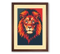 Regal Lion Retro Framed Wall Art Print A1 (84.1×59.4cm) Walnut, Wall Decor for Living Room, Bedroom, Office & Home, Ready to Hang, Art Gift