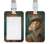 Regal Orange Cat with Elegant Hat ID Badge Holder Retractable Clip Card Holder Card Protector Name Badge Name Tag for Work Office Doctor Nurse