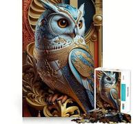 Regal Ornate Owl Jigsaw Puzzles for Teenagers 1000 Piece Boost Memory Serene Time Premium Cut Birthday Gift (38x26cm)
