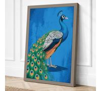 Regal Peacock Modern Canvas Wall Art Print 24x16 Inch (61 x 41 cm)