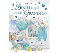 Regal Publishing Baby Card Birth Of Grandson - 8 x 6 inches - Piccadilly Greetings