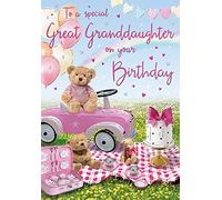 Regal Publishing Birthday Card Great Granddaughter - 9 x 6 inches, pink|brown|green|blue|white