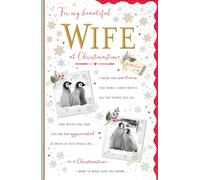 Regal Publishing Christmas Card, Beautiful Wife, Penguins - 12 x 8 inches - Piccadilly Greetings