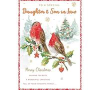 Regal Publishing Christmas Card To a Special Daughter & Son In Law Branch Robins - 9 x 6 inches
