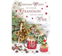 Regal Publishing Christmas Card To a Special Grandson & Wife Hot choc - 9 x 6 inches