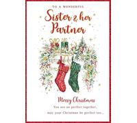 Regal Publishing Christmas Card To a Wonderful Sister & Partner 2 Stockings - 9 x 6 inches