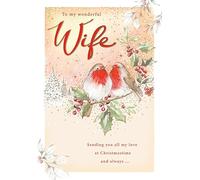 Regal Publishing Christmas Card To my Wonderful Wife 2 Robins - 9 x 6 inches