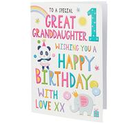 Regal Publishing Juvenile Birthday Card Age 1 Great Granddaughter - 9 x 6 inches,yellow|white|red|silver|blue|pink