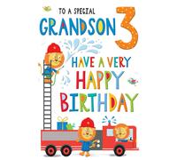 Regal Publishing Juvenile Birthday Card Age 3 Grandson - 9 x 6 inches, black|red|white|green|blue