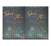 Regal Publishing Modern Milestone Age Birthday Card 21st Son - 9 x 6 inches, Black (Pack of 2)