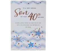 Regal Publishing Modern Milestone Age Birthday Card 40th Son - 9 x 6 inches,grey|blue|black