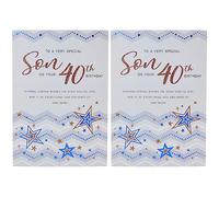 Regal Publishing Modern Milestone Age Birthday Card 40th Son - 9 x 6 inches, grey|blue|black (Pack of 2)