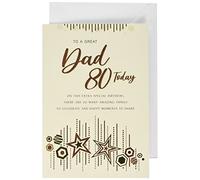 Regal Publishing Modern Milestone Age Birthday Card 80th Dad - 9 x 6 inches,Beige