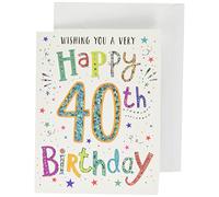Regal Publishing Modern Milestone Age Happy Birthday Card 40th - 8 x 6 inches,green|white|gold|red