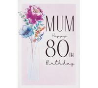 Regal Publishing Mum's 80th Birthday Card with Floral Design, 15 x 23 cm