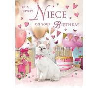 Regal Publishing Traditional Birthday Card for Niece, Cat - 8 x 6 inches
