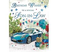 Regal Publishing Traditional Birthday Card Soninlaw Blue Sports Car - 8x6 inches