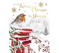 Regal Publishing Traditional Christmas Card, Our House To Yours, Postbox - 8 x 6 inches - Piccadilly Greetings