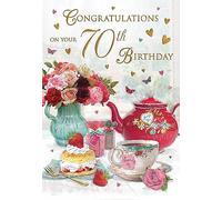 Regal Publishing Traditional Milestone Age Birthday Card Age 70 Female - 9 x 6 inches - Piccadilly Greetings
