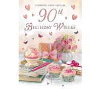 Regal Publishing Traditional Milestone Age Birthday Card Age 90 Female - 9 x 6 inches - Piccadilly Greetings