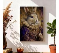 Regal Rabbit Royal Portrait Fanciful Canvas Wall Art 8x12