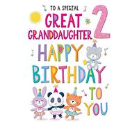 Regal Rainbow - Great Grandaughter Age 2 - Large 2nd Birthday Card