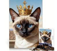 Regal Siamese Cat with Crown Jigsaw Puzzle 1000 Piece for Adults Intellect Toy Soothing Fun Precise Cut (50x75cm)
