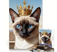 Regal Siamese Cat with Crown Jigsaw Puzzles 1000 Piece for Adults Smart Reason Toy Casual Fun Smooth Edge Wall Art Decor (38x52cm)