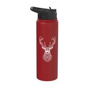Regal Stag Deer Head Antlers Wildlife Illustration Stainless Steel Insulated Water Bottle