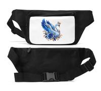 Regal Swan with Ornate Blue Decorations Unisex Waist Bag Black