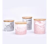 Regal Trunk & Co. Ceramic Canister with Bamboo Lid, Set of - 4 Pink