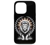 Regal White Lion With Halo Laurel Wreath Sun Rays Case for iPhone 13 Pro