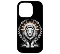 Regal White Lion With Halo Laurel Wreath Sun Rays Case for iPhone 14 Pro