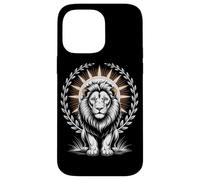 Regal White Lion With Halo Laurel Wreath Sun Rays Case for iPhone 14 Pro Max