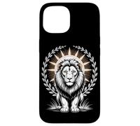 Regal White Lion With Halo Laurel Wreath Sun Rays Case for iPhone 15