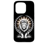 Regal White Lion With Halo Laurel Wreath Sun Rays Case for iPhone 15 Pro
