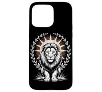Regal White Lion With Halo Laurel Wreath Sun Rays Case for iPhone 15 Pro Max