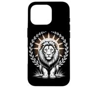 Regal White Lion With Halo Laurel Wreath Sun Rays Case for iPhone 16 Pro