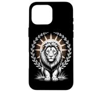 Regal White Lion With Halo Laurel Wreath Sun Rays Case for iPhone 16 Pro Max