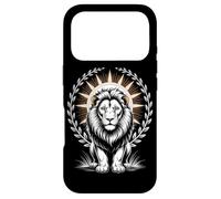 Regal White Lion With Halo Laurel Wreath Sun Rays Case for iPhone 17 Pro