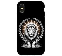 Regal White Lion With Halo Laurel Wreath Sun Rays Case for iPhone X/XS