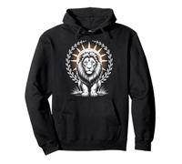 Regal White Lion With Halo Laurel Wreath Sun Rays Pullover Hoodie