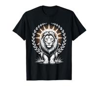 Regal White Lion with Halo Laurel Wreath Sun Rays T-Shirt