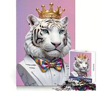 Regal White Tiger Bust with Crown 1000 Pieces Jigsaws Adults Puzzles Think Smart Toy Home Activity Smooth Cut Xmas Surprise (50x75cm)