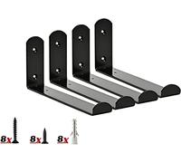 Regalatic Black Shelf Brackets, 4 Pcs Heavy Duty Iron Shelf Bracket - 9 Inch, 225mm x 40mm, Supports 88 lbs per Pair, Ideal for Scaffold Board, Includes Wall Screws and Plugs